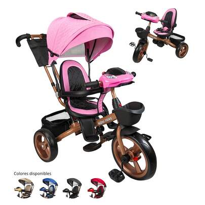 THE BABY SHOP Triciclo Infantil Tipo Carriola Con Bastón Ajustable Luz Y Sonido Producto de calidad Diseño moderno Uso diario Perfecto para regalo Duradero Fácil de usar