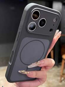适用于 17 Pro Max、17 Pro、17、16、15、14、13 Pro Max 的奢华渐变液态硅胶磁吸无线充电手机壳，防震保护，坚固耐用 - 炭灰色 - 查看 4
