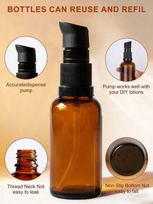 TSA 30ml 琥珀色玻璃壓泵瓶，磨砂黑防漏壓頭，抗 UV 可補充旅行化妝品分裝瓶，適用護膚液，便攜旅行洗漱用品收納，女性用，噴霧瓶，迷你香水瓶 - 棕色 - 查看 3