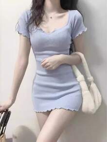 Women Short Dresses - Blue - View 4
