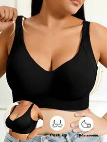 Adjustable Women's Bra, Supportive Plus Size Underwire Bra, Prevents Sagging - Black - View 1
