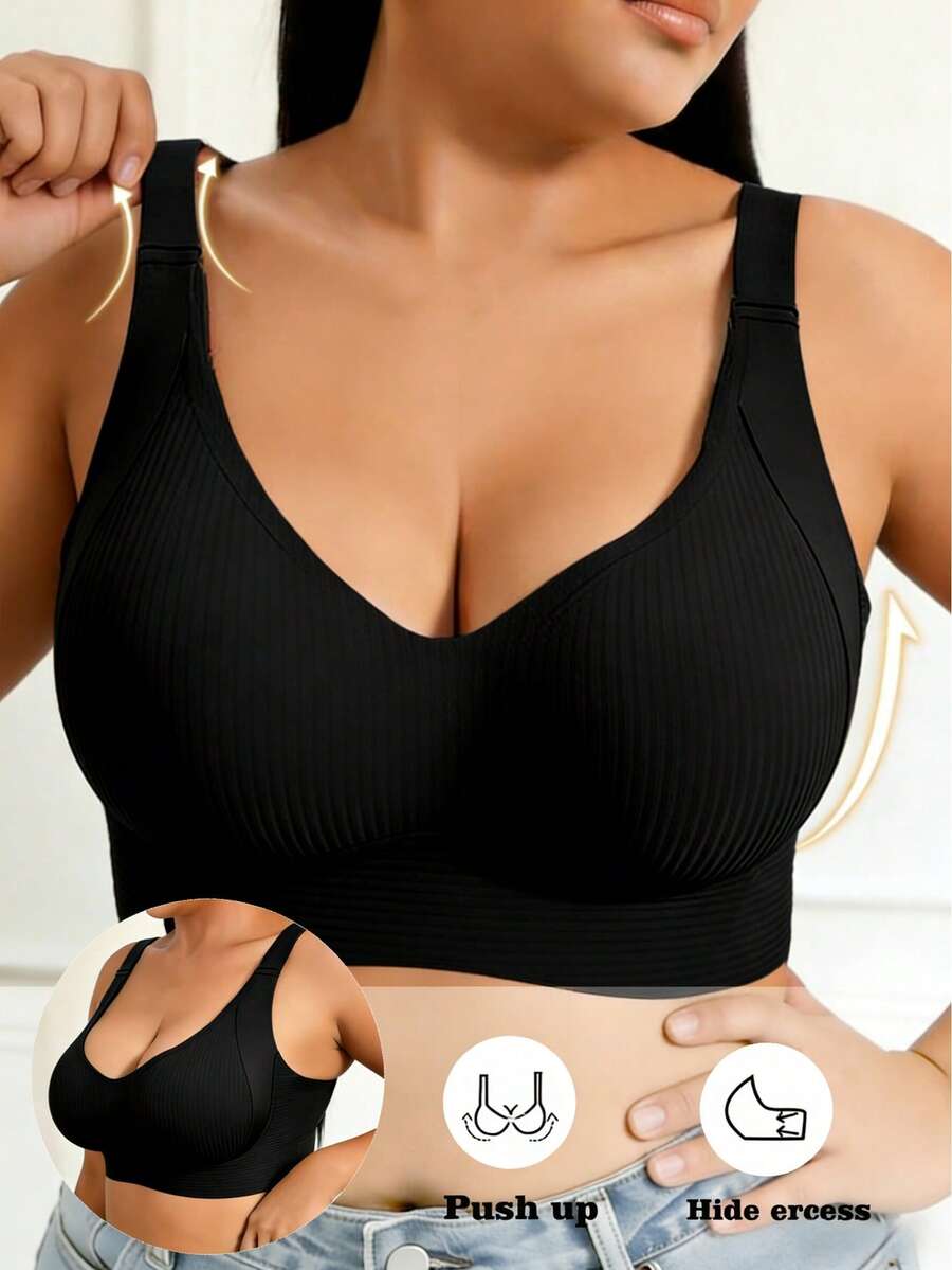 Adjustable Women's Bra, Supportive Plus Size Underwire Bra, Prevents Sagging - Black - View 1