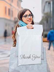 Handled Mailing Bags - "Thank You" Packaging - Waterproof Self-Sealing Express Envelopes - Thickened Handle Logistics Packaging Bags - Multicolor - View 7