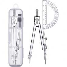 Geometry Compass And Protractor Set Math School Supplies With Metal Drawing Tool - 1 - View 2