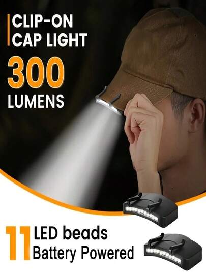 300 Lumens 11 LED Headlamp, Clip-On Headlight Flashlight, Portable Super Bright 11 LED Headlamp Suitable For Outdoor Fishing, Camping, Hunting