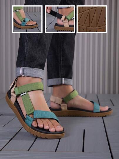 Dép xăng đan thể thao nam mùa xuân/hè mới, hở mũi, nhẹ, cổ thấp, khóa dán, một chạm, thoáng khí, thoải mái, thích hợp cho hoạt động ngoài trời, đi bộ đường dài, đi biển.