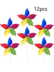 1/3/5/6/10/12/15/20/30pcs Colorful Windmill Set, DIY Windmill Set, Colorful Windmill Set, Plastic Material, Garden Decoration, Suitable For Various Outdoor Parties, Yards, Farms And Parks - Multicolor - View 16
