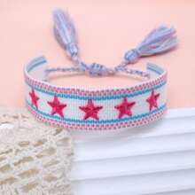 1 pieza Brazalete trenzado hecho a mano con bordado de pentagrama - Multicolor - Ver 3