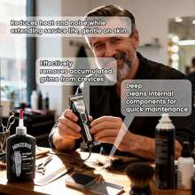 Premium Clipper Lubricating Oil 4.05oz/120ml For Clippers Blade Corrosion & Trimmers, Groomers, Hair Clipper Oil With 2 X Clean Brushes And 1 X Quick Lubrication Box For Barber & Home Use And Gift - BLACK-SET - 查看 6
