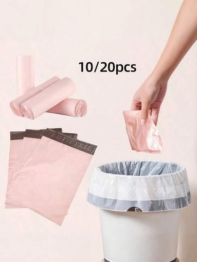 100/20/10 chiếc túi đựng băng vệ sinh màu hồng, túi đựng tampon dùng một lần, túi đựng băng vệ sinh du lịch, túi kín chống mùi, túi đựng đa năng dùng để đựng các vật dụng nhỏ như cọ trang điểm, mỹ phẩm chăm sóc da, điện thoại di động, tiền xu, v.v.