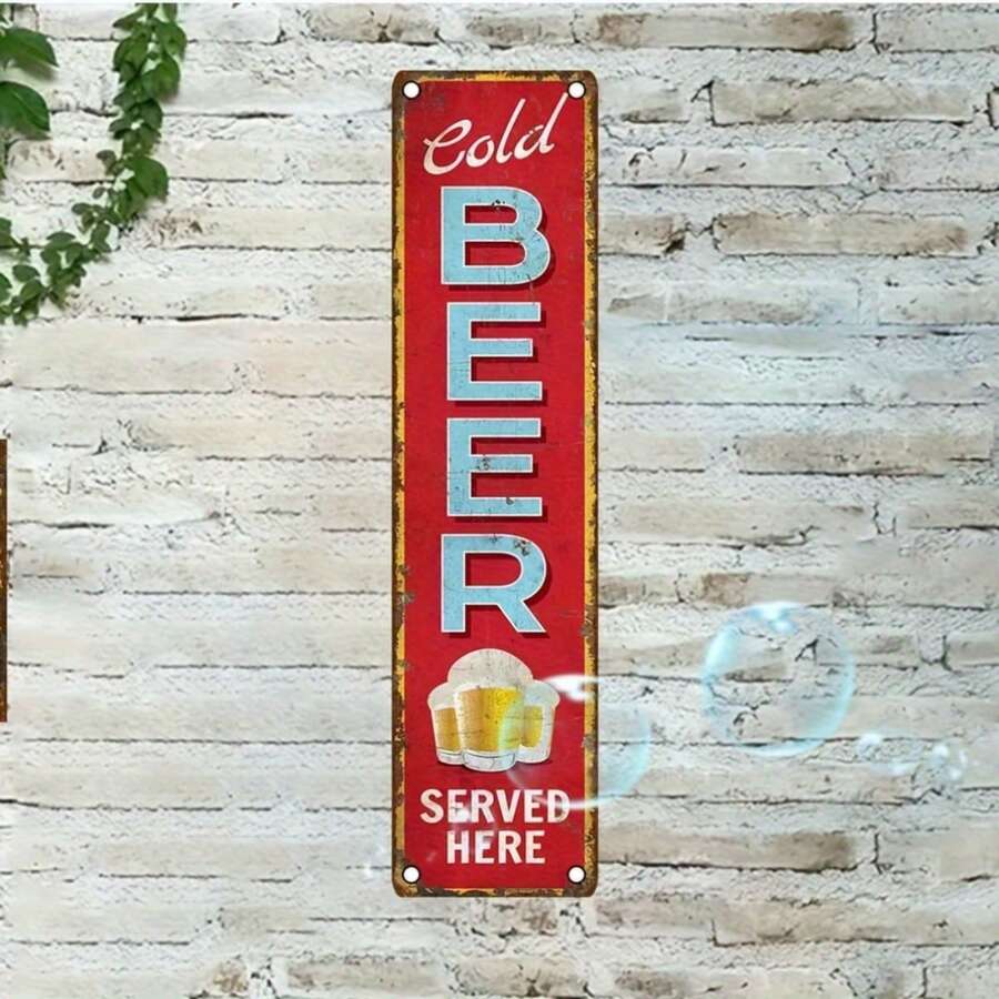 لوحة معدنية 2D من Trebalena بتصميم ريترو "Cold Beer Dispensary" - ديكور جداري ريفي للبيرة، مناسبة للبارات والشرفات ومناطق جانب المسبح، لافتة خارجية سهلة التعليق، لافتة ديكورية بأسلوب بوهيمي - A - مشاهدة 1