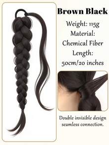 Synthetic Braided Wig, Elastic Hairband Ponytail, Slouchy Hairstyle Long Braid Fake Ponytail - Multicolor - View 12