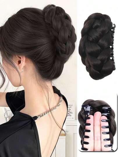 Búi tóc giả kiểu nụ hoa thanh lịch dành cho nữ, làm từ sợi tổng hợp chịu nhiệt cao, có kẹp càng cua, phù hợp với mọi loại tóc, dùng hàng ngày và trong các buổi tiệc, có thể dùng làm tóc nối.