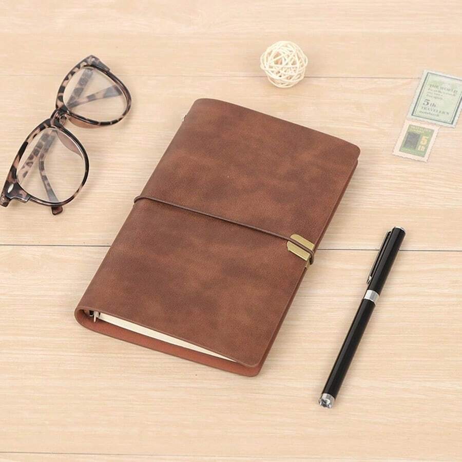 A6 Travellers Notebook Medium Notebook Vintage Travel Diary Note Sketchbook Sketchbook Leather Book Ring Binder Diary Made Of Faux Leather For Notebooks, Planners, Romans And Journals - 1本 - 查看 1
