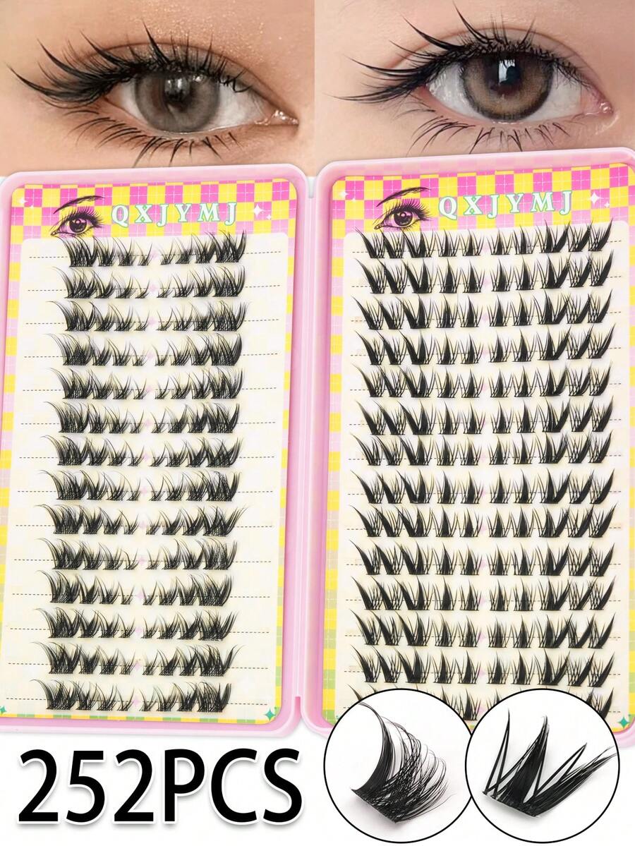 308PCS Large Capacity False Eyelash Book, 2 Eyelash Styles, 2 Styles To Choose From Freely, Rich Eye Makeup, Naturally Enlarging Eyes, Comic Style Eyelash Clusters, Segmented False Eyelashes, Reusable False Eyelashes - D - Xem 1