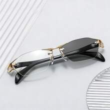 1pc Men's Rectangular Business Elegant Optical Glasses, Suitable For Daily Work And Outings - Transparent Color-changing Gray - View 5