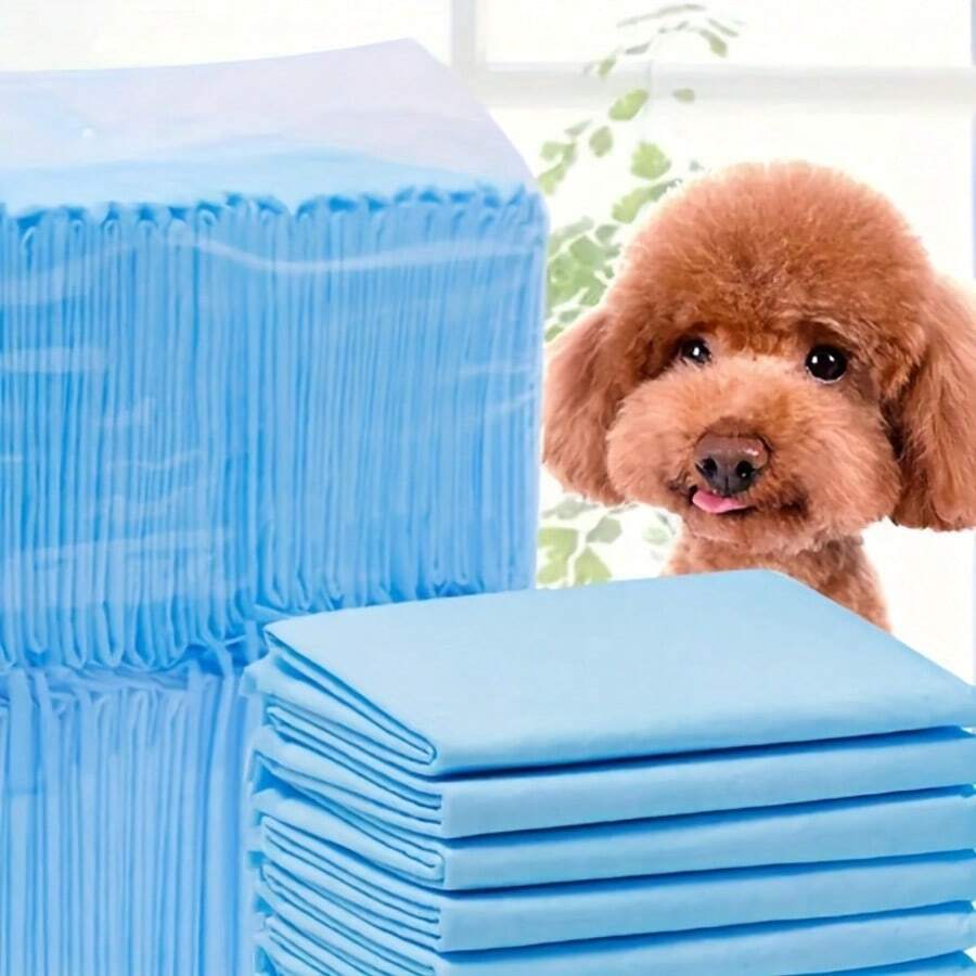 100片装超强吸水幼犬尿垫，防漏速干，适用于狗狗训练、狗狗排尿、一次性狗狗尿垫、一次性猫咪尿垫、加厚宠物厕所垫 - 藍白色 - 查看 1
