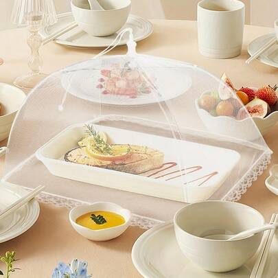 Foldable White Mesh Food Tent - Highly Effective Insect & Fly Proof, Easy To Clean And Store, Ideal For Outdoor Dining, Picnics, BBQs And Gatherings | Food Cover | Sturdy Protection Dome