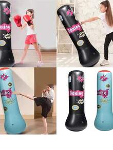 1.2m Inflatable Punching Bag, Soft And Flexible Foldable Boxing Toy For Practice And Training. Includes Air Pump - Mint Blue - View 5