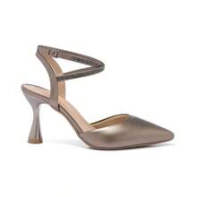Di Valerina Formal Pumps With Rhinestone Straps, High Thin Heel, Elegant, - Gris Oscuro - Ver 4
