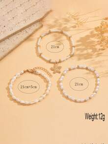 Bộ vòng chân đính hạt phong cách đại dương gồm mặt dây chuyền hình sao biển và các phụ kiện khác. - Nhiều màu - Xem 4