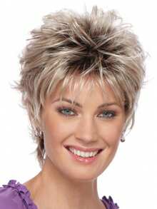 Women's 10-Inch Fashionable Fluffy & Natural Short Curly Synthetic Hair Alloy Gold With Bangs Suitable For Daily Wear,Evening Parties, Gatherings, Outings And Birthdays - 混金色 - 查看 1