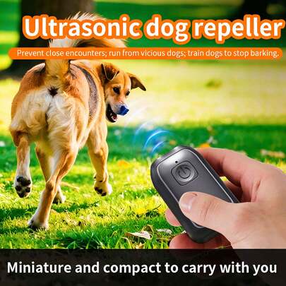 1 Mini Repelente de Perros Ultrasónico Portátil, Dispositivo Antiladridos Portátil con Luz LED, Recargable por USB, Disuasor de Ladridos Ultrasónico Remoto, Herramienta de Entrenamiento para Mascotas, Alternativa a Collar de Descarga, Portátil y Fácil de Transportar, Previene Mordeduras de Perros, Apto para Uso en Exteriores.