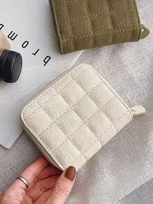 1pc Classic Rhombus Pattern Coin Purse, Square Shaped Zipper Wallet With Large Capacity Design For Easily Storing Bank Cards, ID, Coins And Keys, Retro Rhombus Embossed Craftsmanship, PU Leather Material Durable Scratch-Resistant Waterproof Anti-Dirty, Soft Smooth Touch Not Easy To Pilling And Deformation, Smooth Zipper Opening And Closing Without Jamming, Tight Zipper Closure To Prevent Falling - Multicolor - View 5