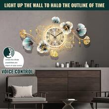 Golden Modern 3D Ginkgo Leaf Decoration Wall Clocks, 37x20 Inche Large Wall Clocks, Silent Creative Decorative Clock, Creative Metal Flower Wall Clock, For Living Room Bedroom Kitchen - 1PC - 查看 7