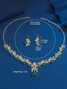 3件套奢华婚礼派对女士礼服水钻钻石装饰珠宝时尚闪亮颈链项链和耳环套装舞会服装珠宝套装配饰（2个耳环和1条项链） - 水鑽珠寶套裝 - 查看 3