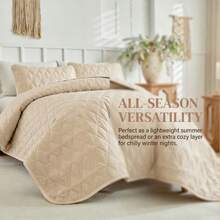 Conjunto de cama acolchoada de 3 peças, incluindo capa de edredom, lençol de cima e fronha. Macia e respirável, ideal para todas as estações. Edredom acolchoado minimalista, leve e perfeito para o verão. Cobertor acolchoado para decoração de quarto. Lavável à máquina, ideal para uso doméstico e em dormitórios. - Damasco - Ver 11