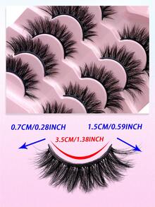 ENCHUW 5 Pairs Volume Long Dramatic Fluffy False Eyelashes Thick Eyelashes Faux Mink Lashes Reusable Fake Eyelashes Makeup Lashes - Black - View 2
