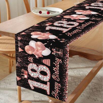 1 Khăn trải bàn sinh nhật lần thứ 18 màu vàng hồng, Khăn phủ bàn màu vàng hồng, Khăn trải bàn sinh nhật, Trang trí sinh nhật, Vật dụng cho lễ kỷ niệm sinh nhật lần thứ 18, Trang trí chúc mừng sinh nhật, Trang trí nhà cửa, Trang trí nhà bếp, Trang trí bàn, Trang trí mặt bàn