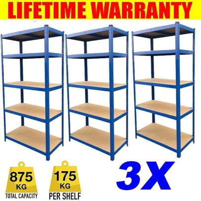 Blue Garage Rking 5 Tier Shelving Unit Boltless Heavy Duty Metal Shelf Storage