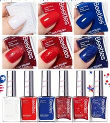 Beetles 6 Colors 7.5ml/0.25 Fl Oz Nail Polish Set - Love In Echo Quick Dry Spring Formula, Salon Long Lasting DIY Pastel Nail Art Gifts For Women - Pháo hoa đêm khuya 6 màu - Xem 1