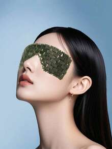 1pc Natural Jade Eye Mask, Handmade Jade Eye Mask, Cooling Jade Face Mask - Jade A - Multicolor - View 4