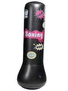 Saco de Boxeo Inflable de 1.2 m, Juguete de Boxeo Plegable Suave y Flexible Para Práctica y Entrenamiento. Incluye Bomba de Aire - Negro - Ver 4