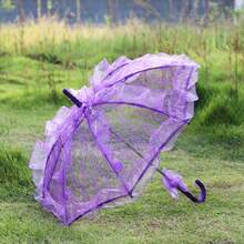 1把可爱甜美洛丽塔蕾丝直柄新娘阳伞，适合婚礼和角色扮演 - 彩色 - 查看 17