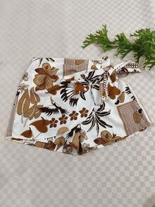 Women's Solid Color Shorts - Brown 2 - View 1