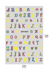 2pcs Minimalist Letter Nail Art Stickers - Retro Graffiti Colorful English Print Nail Decals - For Spring/Summer, Music Festivals, Street Parties, Dates DIY Personalized Letter Nail Decorations - Multicolor - View 5