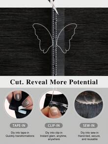 Tóc nối SUYYA màu đen tự nhiên, kiểu dệt lỗ, thẳng, dạng đôi, dệt hình bướm, màu nâu tự nhiên, vô hình. - S1B - Xem 7