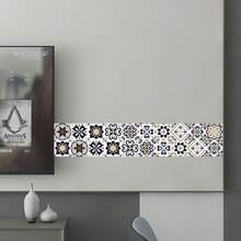 1 Roll 2M Long Boho Moroccan Geometric Floral Peel And Stick Wall Sticker, 10/15/20/30cm Width Luxury Gold Grey Blue Wallpaper Border, Waterproof Self-Adhesive Removable For Kitchen Backsplash Bathroom Living Room DIY Home Decor - A - View 8