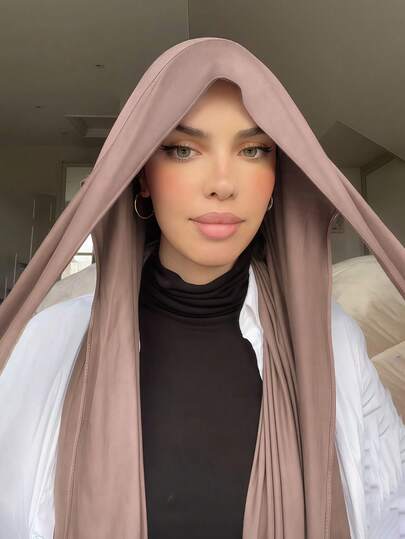 1pc Women's Instant Headscarf, 100% Cotton Tie-Tie Scarf, Classic Solid Color Shawl Wrap, Soft And Comfortable Viscose Fabric, Suitable For Daily Wear, Abaya, And Holiday Occasions