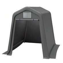 Storage Shed 245x183x217cm Grey – Versatile Use As A Garden Shed, Bicycle Shelter Or Carport, Waterproof PE Material With Roll-Up Shutters, UV And Wind Resistant, Easy Assembly - Grey - View 7