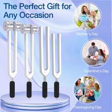 Tuning Forks – Weighted 128Hz 136.1Hz 256Hz 384Hz With Activator, Crystal & Leather Pouch – Tools For Sound Support - Silver - View 5