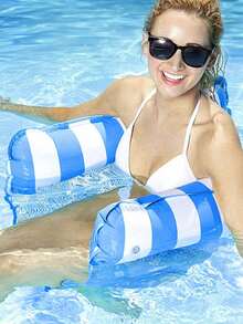 Balsa inflable flotante, silla inflable de descanso, cama flotante de agua, equipo inflable plegable para el agua, hamaca inflable, cama flotante, flotador inflable para piscina, artículos esenciales de playa, flotador de piscina - Multicolor - Ver 2