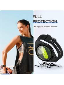 2 Packs Case With Tempered Glass Suitable For Galaxy Watch 4/5/6/7 Screen Protector 40/44mm Women Men, Hard PC Overall Protection Anti-Slip Scratch-Resistant Cover Suitable For Galaxy Watch 4/5/6/7 Case, Intelligent Watch Case Accessories, Black - Black*2 - View 3