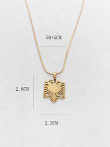 1件14K镀金阿尔巴尼亚鹰吊坠项链，男女皆宜，抛光不锈钢饰品，扁平费加罗链项链 - 彩色 - 查看 3