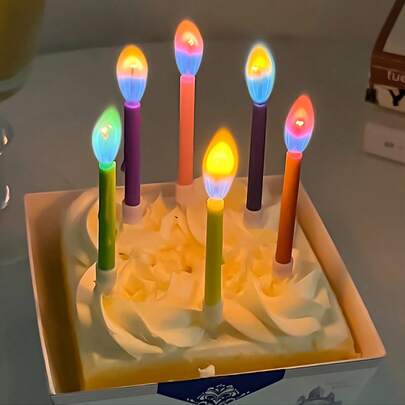 12 piezas de velas de colores para pastel de cumpleaños, velas de cumpleaños multicolor, velas para decoración de fiestas de celebración, sin aroma