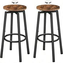 Swivel Backless Bar Stools Set Of 2 Round Adjustable Feet Modern Breakfast Chairs For Kitchen Islands Bar Cafe Rustic Brown Black - 2 - View 8